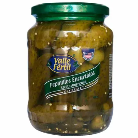 PEPINILLOS ENCURTIDOS VALLE FERTIL RECETA AMERICANA X 680 GR