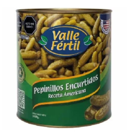 PEPINILLOS ENCURTIDOS VALLE FERTIL RECETA AMERICANA X 3 KG