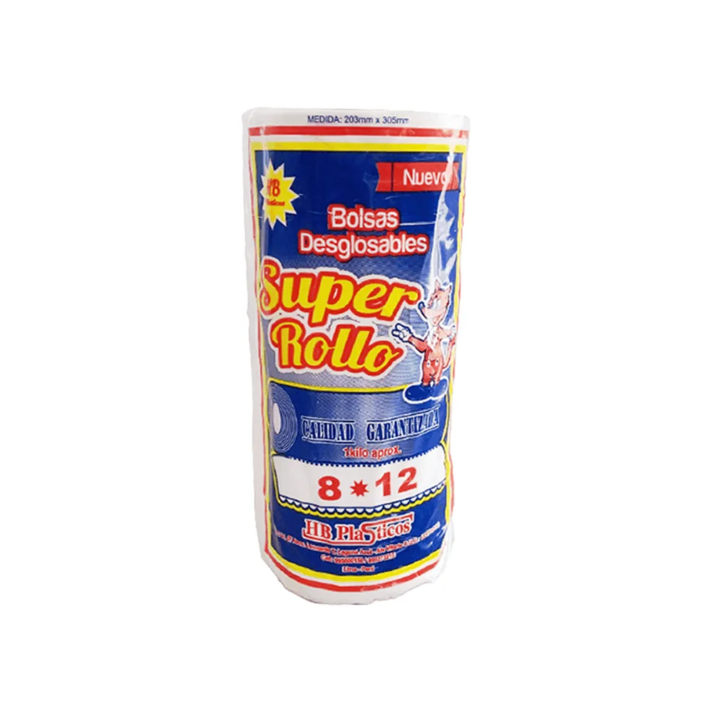 Bolsa de Polietileno Desglosable SUPER ROLLO 8 X 12
