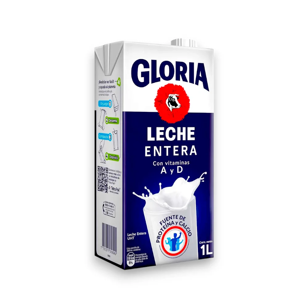 Leche Entera UHT GLORIA Caja x 1 LT