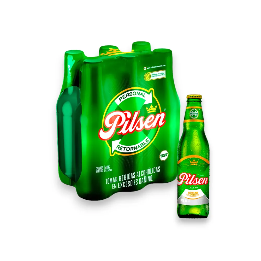 Cerveza PILSEN CALLAO Lata Sixpack Botella x 305 ml