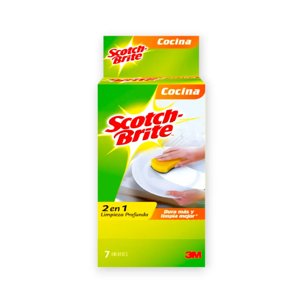 Esponja SCOTCH BRITE Multiuso 2 en Uno 3m x 7 un