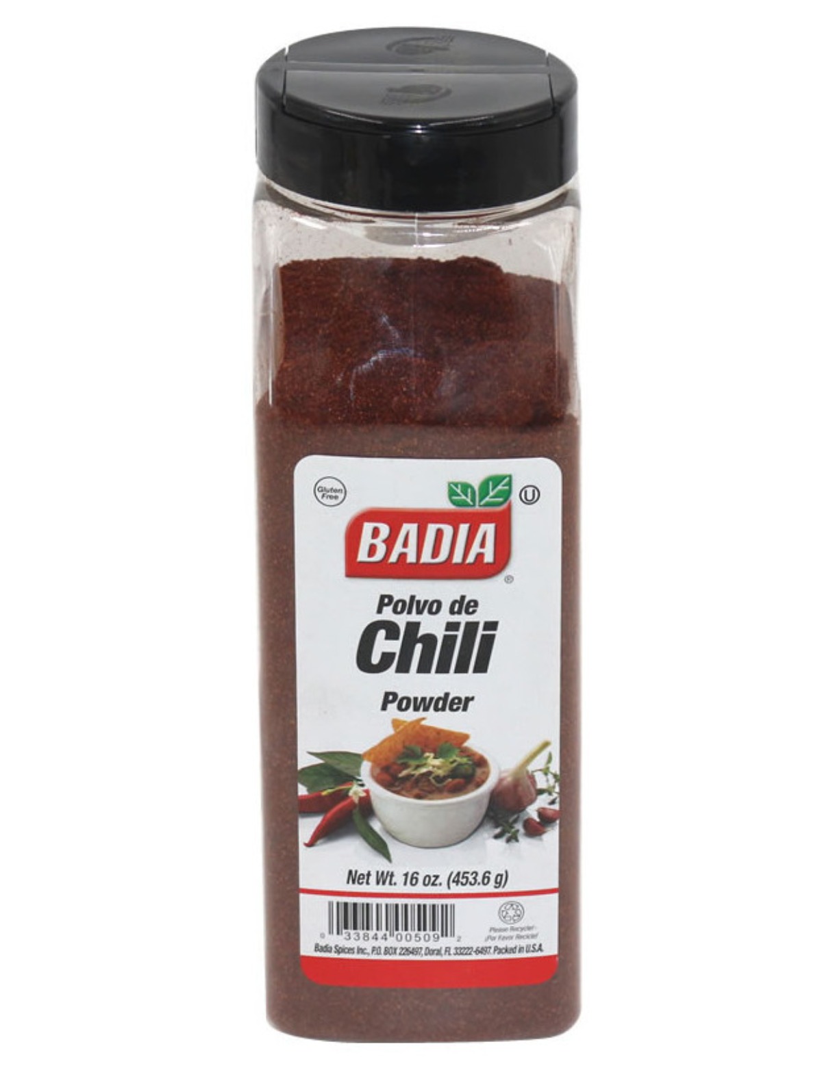 CHILI EN POLVO BADIA X 453,6 GR, (16 OZ)