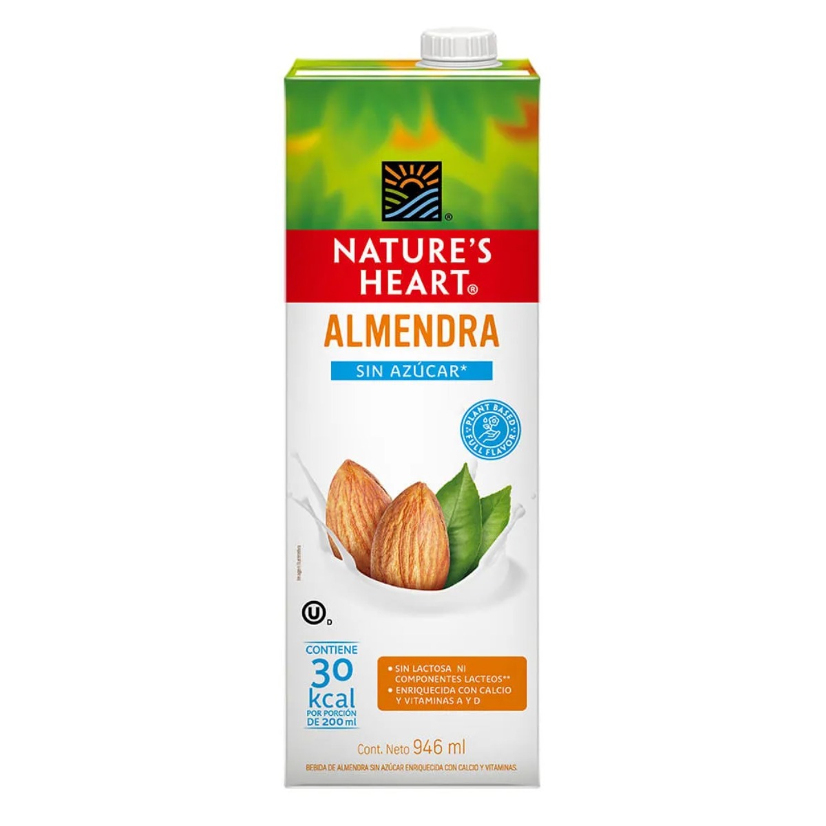 BEBIDA DE ALMENDRA NATURES HEART SIN AZUCAR X 946 ML